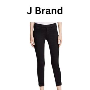 J Brand Luxe Sateen Anja Cuffed Crop Jeans Black Size  28